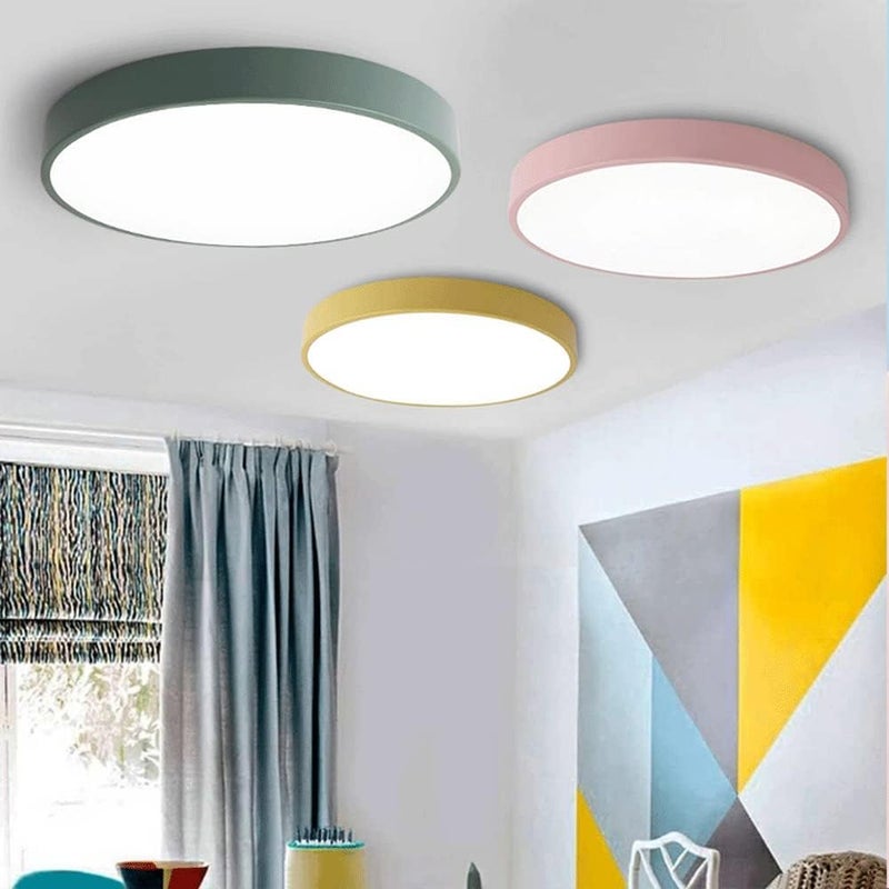 Ultra-Thin LED Ceiling Light Fixture - Dimmable Panel Light for Bedroom, Kitchen, and Hallway(Yellow,19.7in) - Image 5