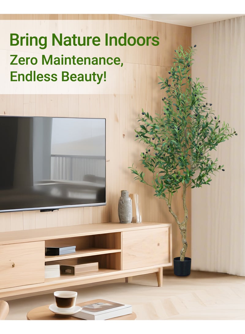 Generic Artificial Olive Tree - 180cm Lifelike Artificial Tree with Realistic Wood Trunk, Olive Fruits & Silk Leaves, No Maintenance Home Decor for Living Room, Office, Indoor Greenery  - Image 2