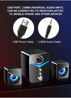 SADA Multimedia Speaker System with Subwoofer and Ambient Light , Full Range Audio, Strong Bass, 3.5mm Inputs, for PC/PS4/Xbox/TV/Smartphone/Tablet/Music Player  - Image 3