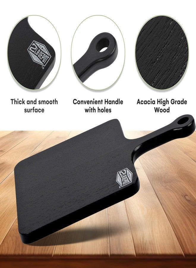 2 Lb. Depot ACACIA Wooden Cutting Board 7.8"x12.9" - Multi-Purpose Paddle Chopping Board with Handle - Black Cutting Boards for Kitchen - Decorative Charcuterie, Bread, and Cheese Serving Tray - Easy Clean - Image 4