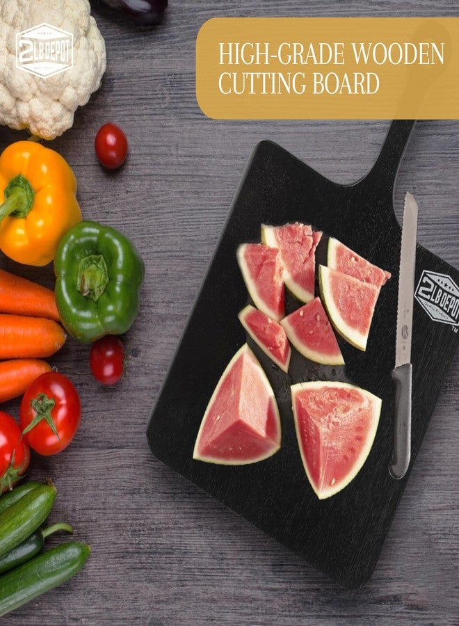 2 Lb. Depot ACACIA Wooden Cutting Board 7.8"x12.9" - Multi-Purpose Paddle Chopping Board with Handle - Black Cutting Boards for Kitchen - Decorative Charcuterie, Bread, and Cheese Serving Tray - Easy Clean - Image 2