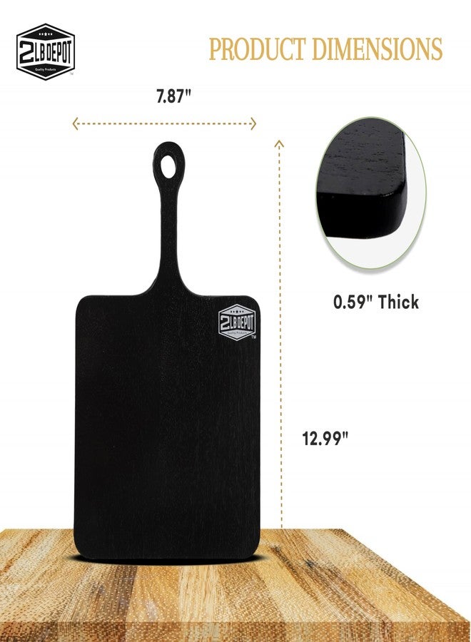 2 Lb. Depot ACACIA Wooden Cutting Board 7.8"x12.9" - Multi-Purpose Paddle Chopping Board with Handle - Black Cutting Boards for Kitchen - Decorative Charcuterie, Bread, and Cheese Serving Tray - Easy Clean - Image 3