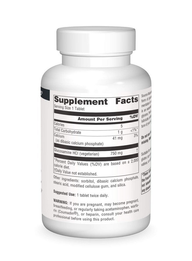 Source Naturals Vegetarian Glucosamine Promotes Healthy Joints 750 Mg Tablet 120 Count - Image 3