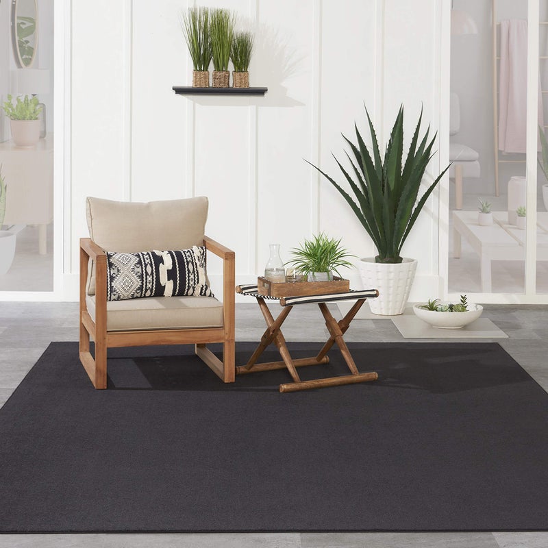 Nourison Home Nourison Essentials Black 8' x 10' Area Rug - Easy Clean, Non Shedding, Bed Room, Living Room, Dining Room, Kitchen (8' x 10') - Image 4