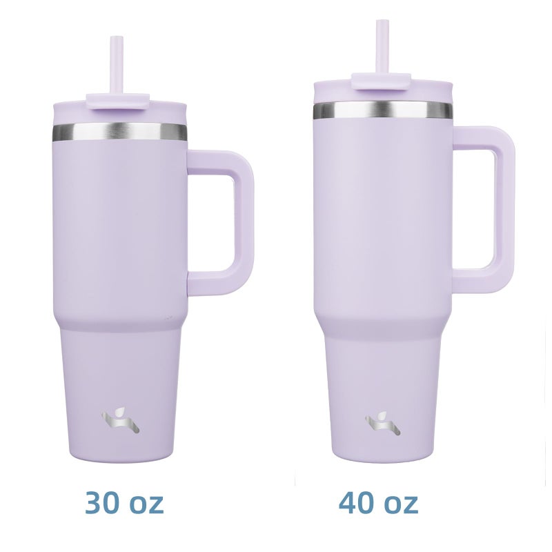 Konokyo 40 oz Tumbler with Handle and 2 Straws,2 in 1 Lid Insulated Water Bottle Stainless Steel Travel Coffee Mug,Wisteria - Image 3