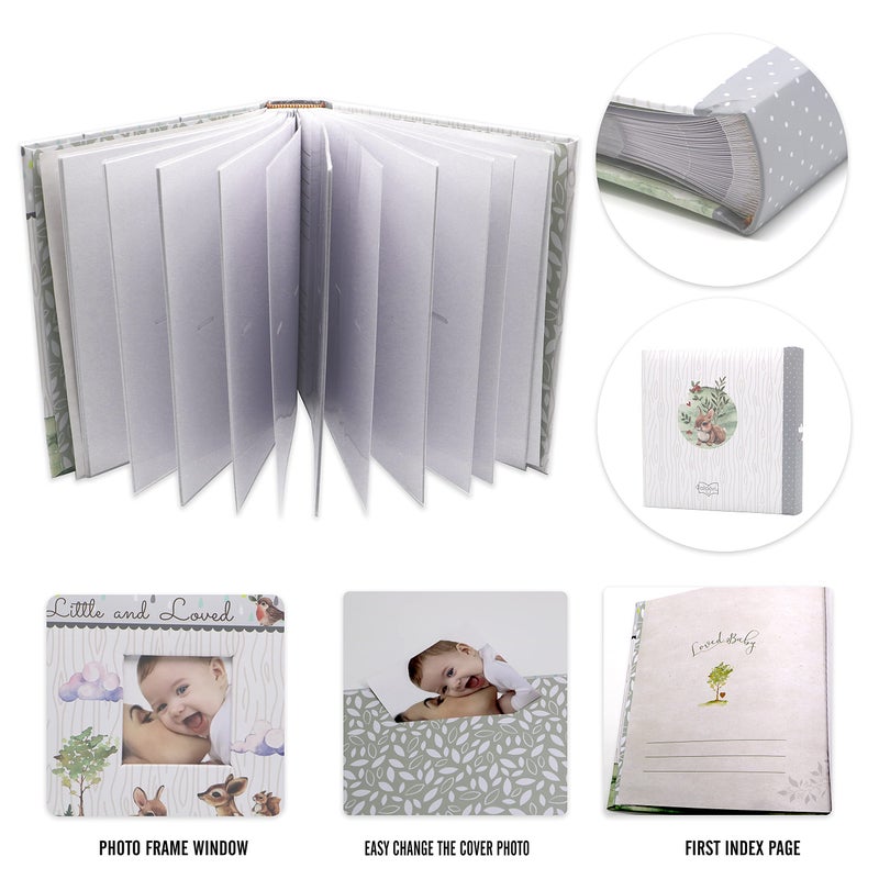 Holoary Baby Photo Album 4” x 6” 160 Photos, Newborn Baby Keepsake Gifts for Baby Boy/Girl and New Parents, Woodland Animals Design - Image 3