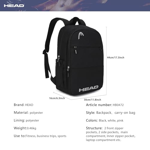 HEAD Waterproof Travel Backpack for Women & Men, Lightweight Laptop Backpack Computer Bags Fits 15.6 inch Notebook, Casual Daypack College Backpacks for Weekender Overnight/Sports Gym/Work/Fitness - Image 5