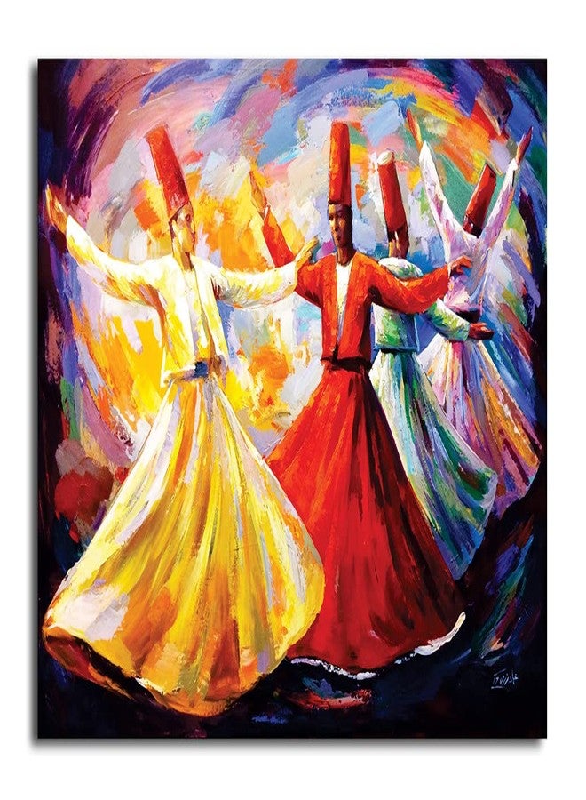 PIXELARTZ Sufi Dance Unframed Canvas Painting for Living Room, Bedroom and Office Wall Decoration Home Decor (35x25 Inches, Large) - Image 1