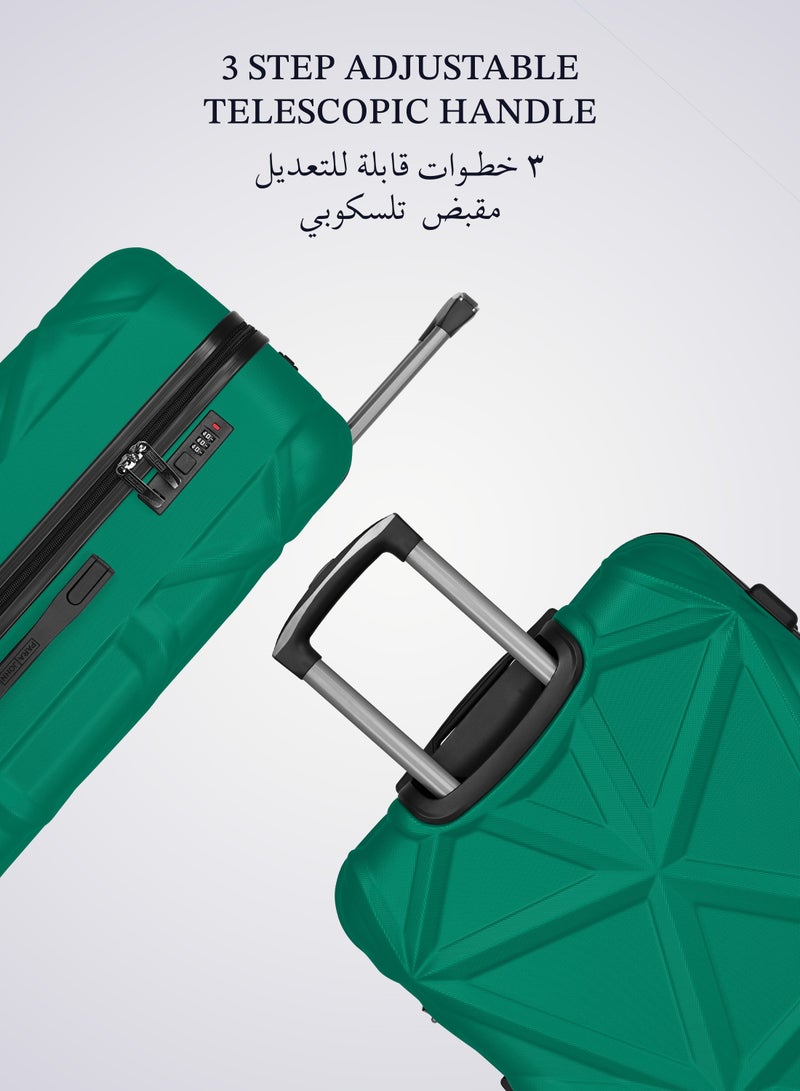 Parajohn Matrix Series 3 Piece Lightweight Luggage Set | Small 10KG, Medium 20KG & Large 30KG ABS 8 Wheels Luggage - Oil Green - Image 3