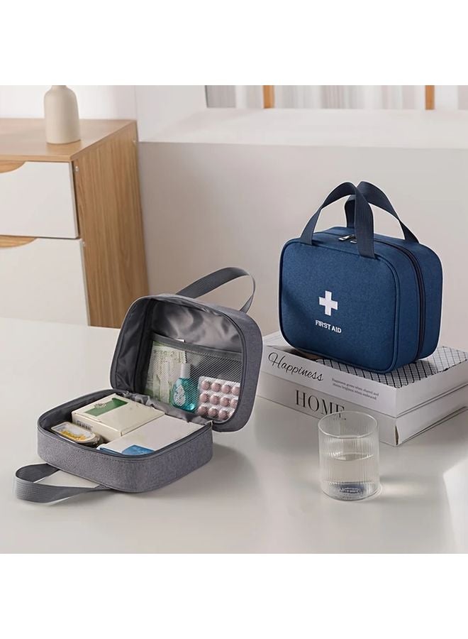 حقيبة إسعافات أولية باللون الأزرق البحري سعة كبيرة منظم محميل للوقاية من الأوبئة للسفر - Image 3