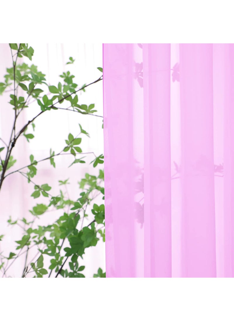 L&TEC Window Pink Sheer Curtains 95 Inches Long 2 Panels Sheer Curtain Basic Rod Pocket Panel for Bedroom Children Living Room Yard Kitchen (Pink  52"" W x 95"" L | 2 pcs)  - Image 2