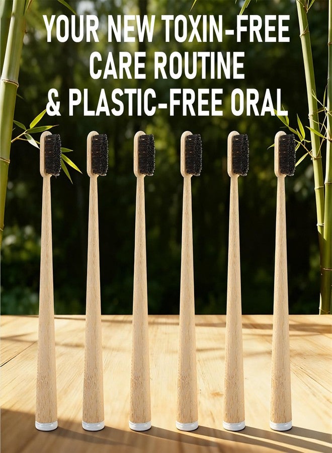 Ferrochef 6 Pcs Horse Bristle Bamboo Toothbrush Natural Bristle Bamboo Toothbrush (No Nylon, Horse Hair Only Totally Compostable Biodegradable Zero Waste Plastic Free(Horsehair, Tail Spine - Image 4