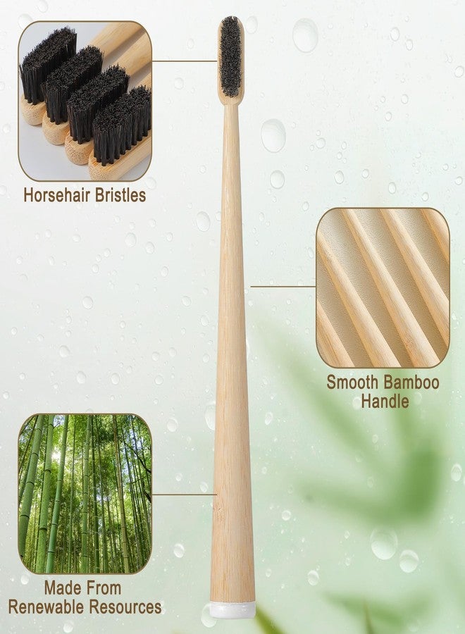 Ferrochef 6 Pcs Horse Bristle Bamboo Toothbrush Natural Bristle Bamboo Toothbrush (No Nylon, Horse Hair Only Totally Compostable Biodegradable Zero Waste Plastic Free(Horsehair, Tail Spine - Image 3