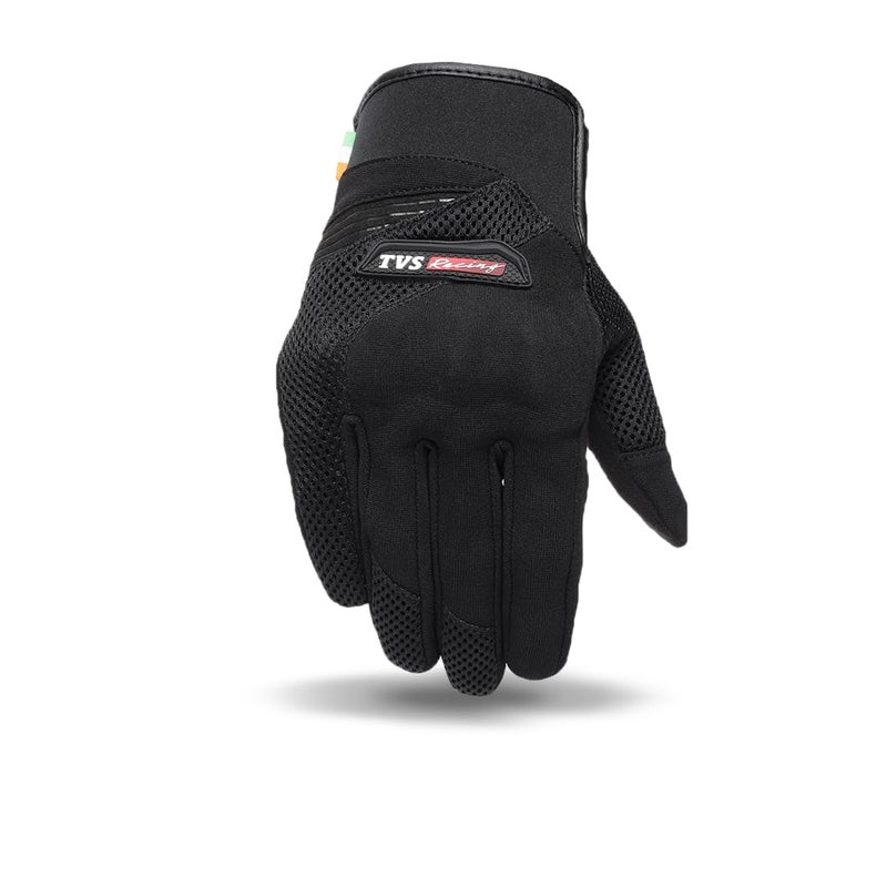 TVS Racing Beast Riding Gloves | All-Weather Riding Protection | Corduroy Top | PVC Knuckle Guard | Touchscreen Ready | Breathable Airmesh | Anti-Fatigue Padded Palm | Men’s Motorcycle Gloves(Black/M) - Image 2