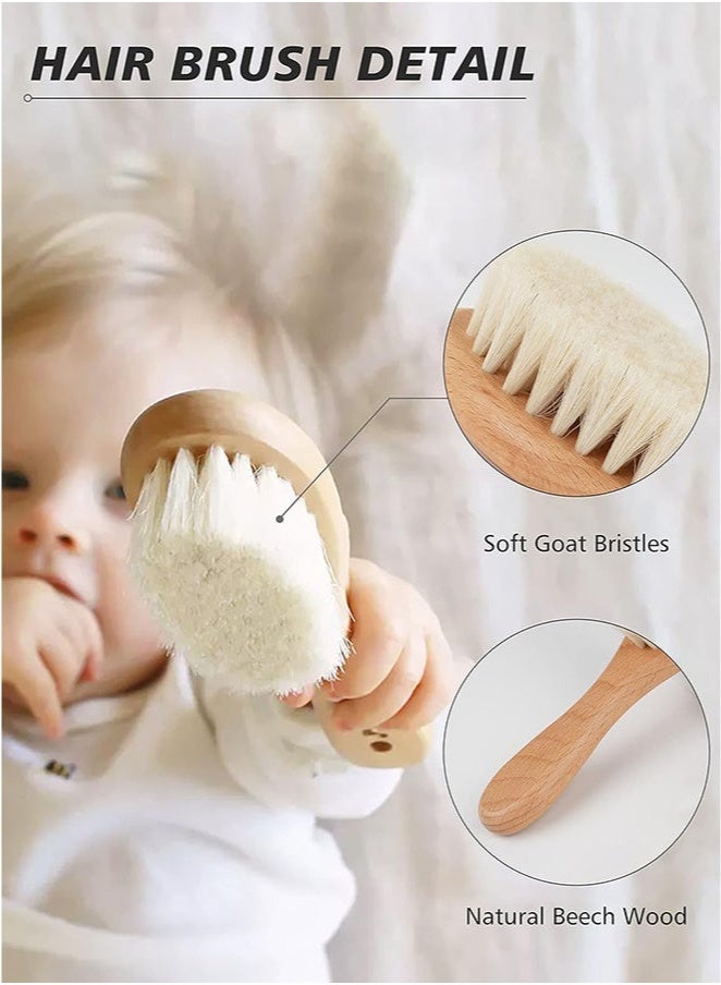 NOOA Baby Hair Bush and Comb Set -Nature Lotus Wood with Soft Goat Bristle and Pear Wood Comb for Newborns & Toddlers, Ideal for Cradle Cap  - Image 3