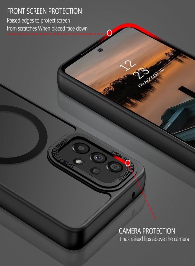 جراب GUAGUA لهاتف سامسونج جالاكسي A53، متوافق مع نظام MagSafe، جراب مغناطيسي نحيف وشفاف ذو ملمس ناعم غير لامع، مقاوم للصدمات والخدوش، جراب حماية للهاتف، متوافق مع سامسونج A53 5G بشاشة 6.5 بوصة، أسود - Image 5
