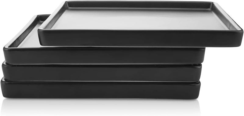 Stone Lain Grace Stoneware Appetizer Plate Set Includes 4 Plates Black - Image 2