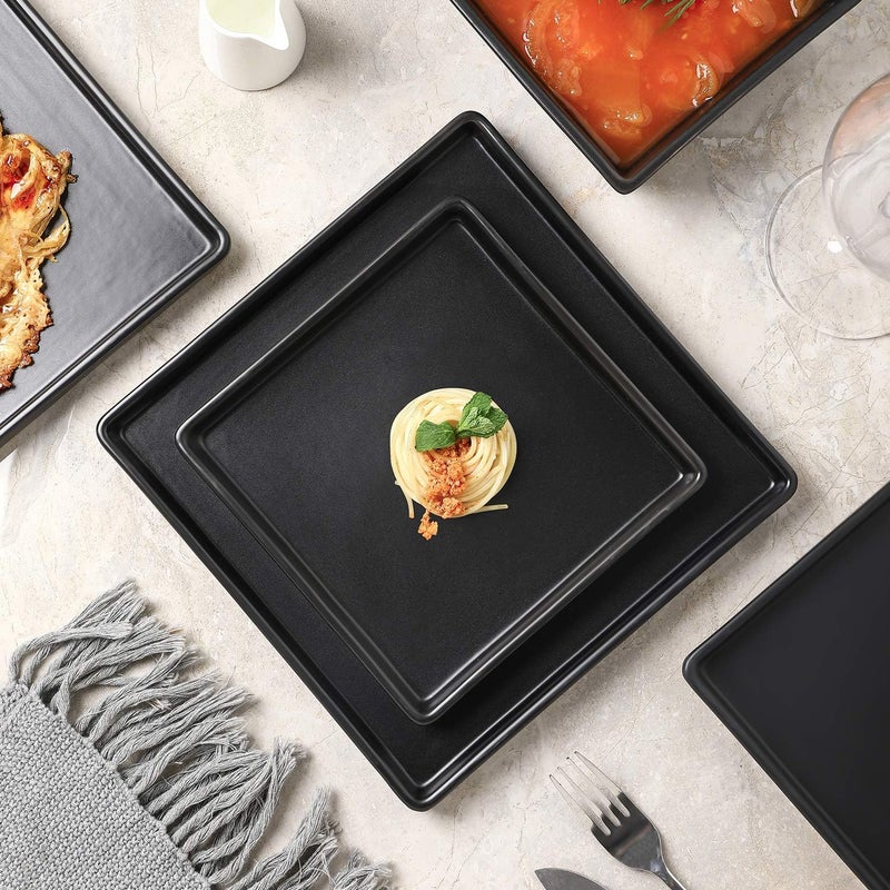 Stone Lain Grace Stoneware Appetizer Plate Set Includes 4 Plates Black - Image 5