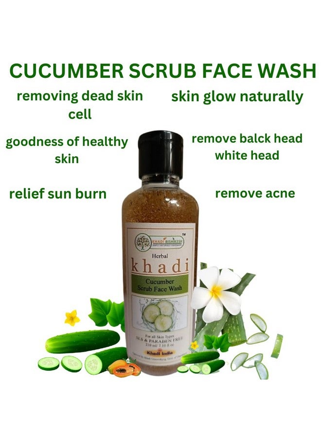 Khadi Rishikesh Herbal Cucumber Scrub Face Wash For Blackhead Removing,Skin Glowing,Removing Acne,Dead skin Cell-210ML-Women & Men-SLS & Paraben Free,WITH KEYCHAIN FREE - Image 2