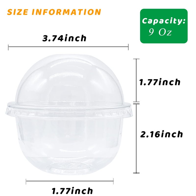 Alaeseje 50 Pack 9 oz Clear Plastic Cups with Dome Lids Disposable Dessert Party Cups(No Hole) PET Crystal Parfait Cups for Candy Cold Drinks Fruit Smoothie SundaeCupcake Ice Cream - Image 2
