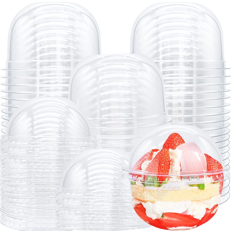 Alaeseje 50 Pack 9 oz Clear Plastic Cups with Dome Lids Disposable Dessert Party Cups(No Hole) PET Crystal Parfait Cups for Candy Cold Drinks Fruit Smoothie SundaeCupcake Ice Cream - Image 1