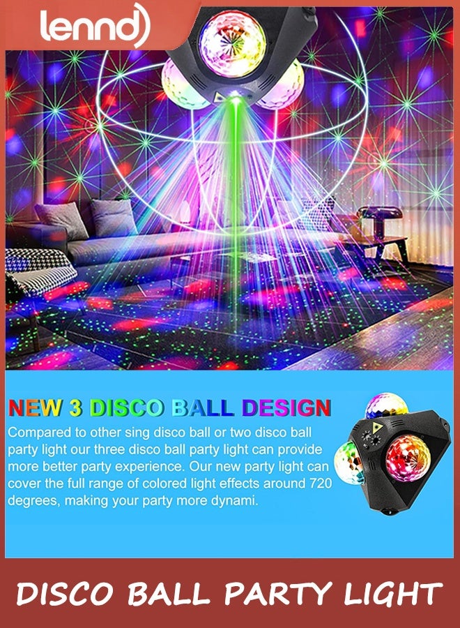 LENND Disco Ball Party Lights Indoor Outdoor, Dj Lights Disco Ball Decor Party Strobe Light for Parties 3 Disco Balls Sound Activated with Remote Control Disco Light for Christams Halloween KTV Club Party - Image 4