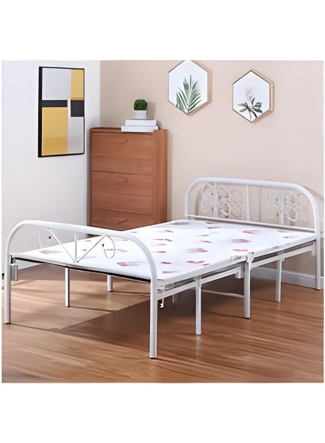 Foldable Metal Single Bed, Comfortable and Portable, Suitable for Narrow Spaces, 190 x 90 x 70 cm - Image 1