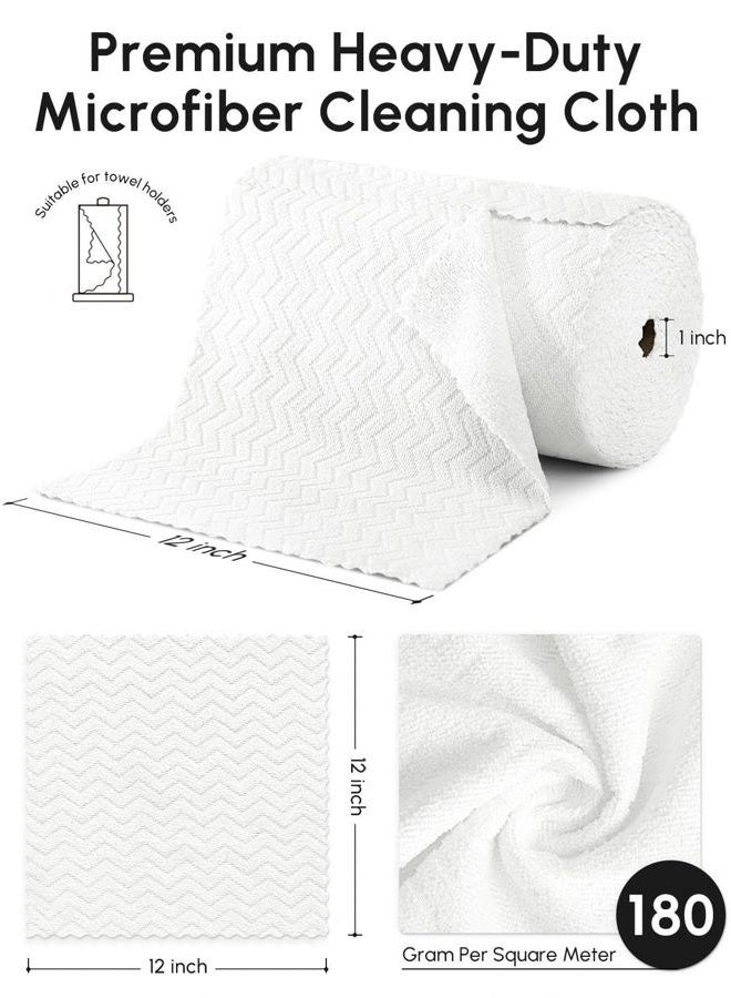 SOOWASH Microfiber Cleaning Cloths Roll, 75 Pack Tear Away Microfiber Towels Roll, 12" x 12" Lint Free Rags, Reusable Cleaning Cloths, Washable, Scratch Free,Ultra Absorbent Dish Rags(White Ripple) - Image 3