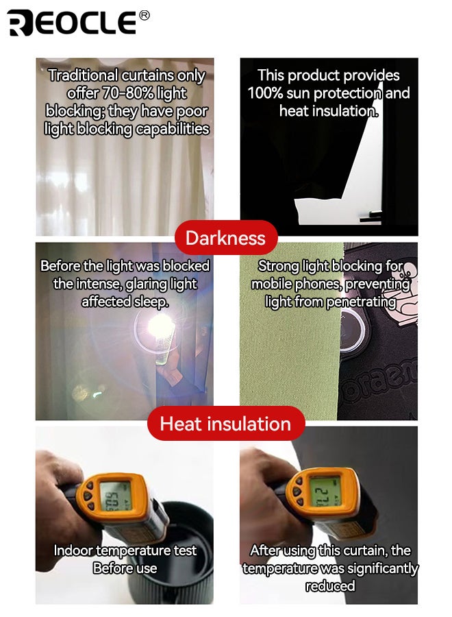 REOCLE Blackout Adhesive Curtain with No Drill Installation and Light Filtering Design Bay Window Cover with Flannel Material for Bedroom Living Room Use - Image 4