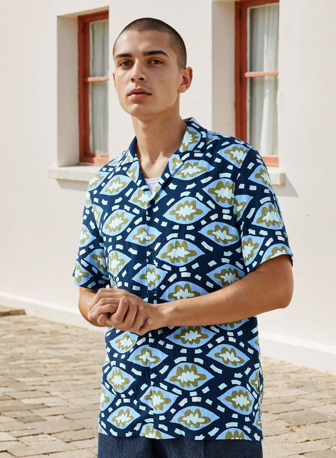 Lee Cooper Printed Camp Collar Shirt - Image 1