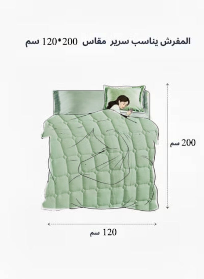مون مفرش سرير نفر ونص سادة مبطن مضغوط بتصميم مربعات أنيق – 4 قطع – لحاف 170×220 سم – شرشف مغاط عميق 120×200+35 سم مع غطاء وسادة وغطاء مخدة ديكور - Image 5
