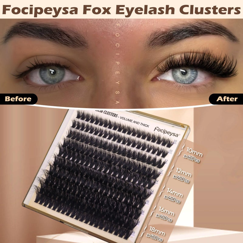 Focipeysa مجموعة تمديد الرموش Focipeysa مجموعة رموش كثيفة 10-18 مم كتل رموش فاخرة 200D مجموعة رموش فردية مع لاصق رموش، مزيل رموش، ملاقط رموش، تمديد رموش بنفسك - Image 5