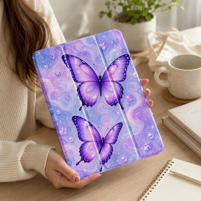 Tablet Case for iPad, Lavender Starry Butterflies, iPad Slim Case Cover for Mini Air Pro 4 5 6 7 8 9 10 11 12, Compatible with 7.9 8.3 9.7 10.2 10.5 10.9 11 12.9 13 inch Clear Shockproof Cover with Stand for Women - Image 5