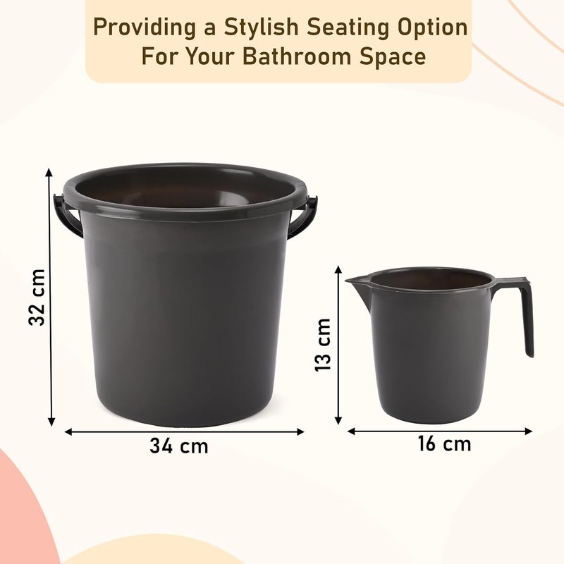 Urbane Home Urbane Home Set of 12 Bathroom Combo Set Bathware Set Bathing Set 6 Piece Bucket 6 Piece Mug Combo Set for Bathroom Modern Bathroom Accessories Set Gray  - Image 3