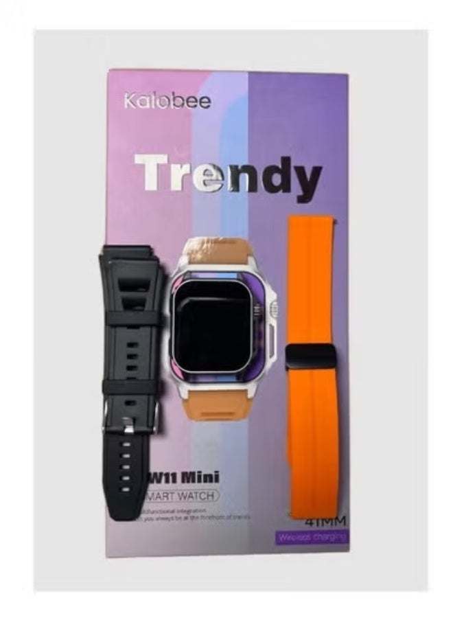 Kalobee Smart Watch TW11 Mini with AMOLED Touch Display, Wireless Charging, Fitness & Health Tracker, Heart Rate & Sleep Monitor, Lightweight Design, 2 Interchangeable Straps, Multicolour - Image 2