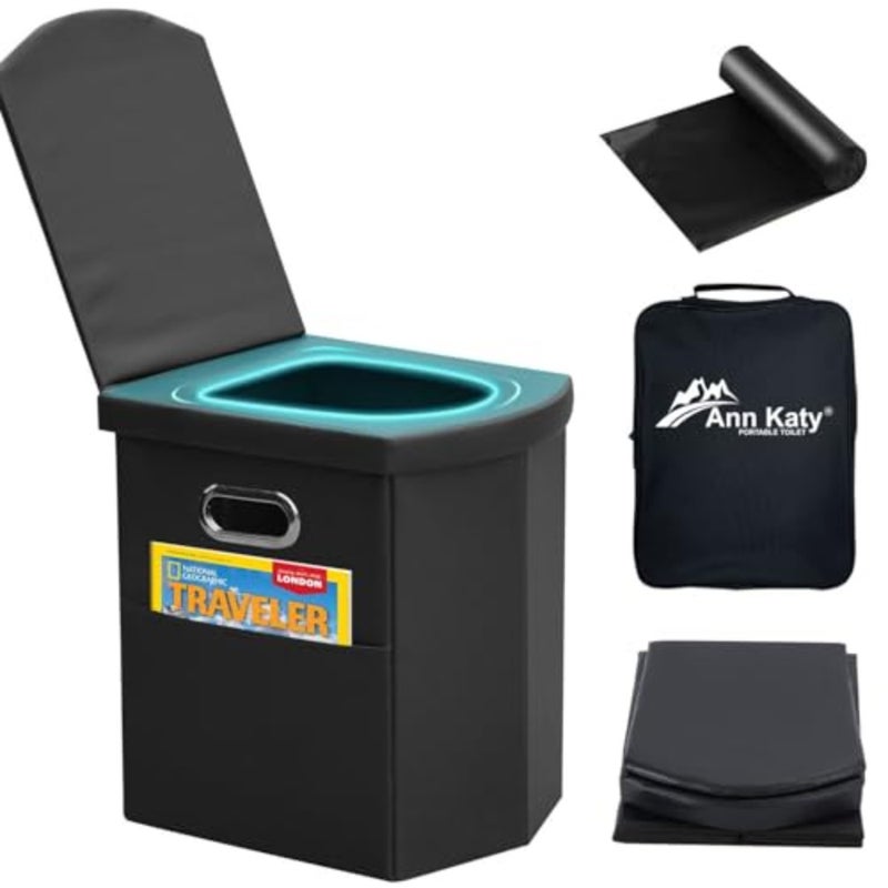 Upgrade XL Portable Toilet for Adults, Extra Large Portable Travel Floding Toilet, Camping Tall Toilets with Lid for Adults and Compact Potty for Car, Hiking, Beach and Camping - Image 1