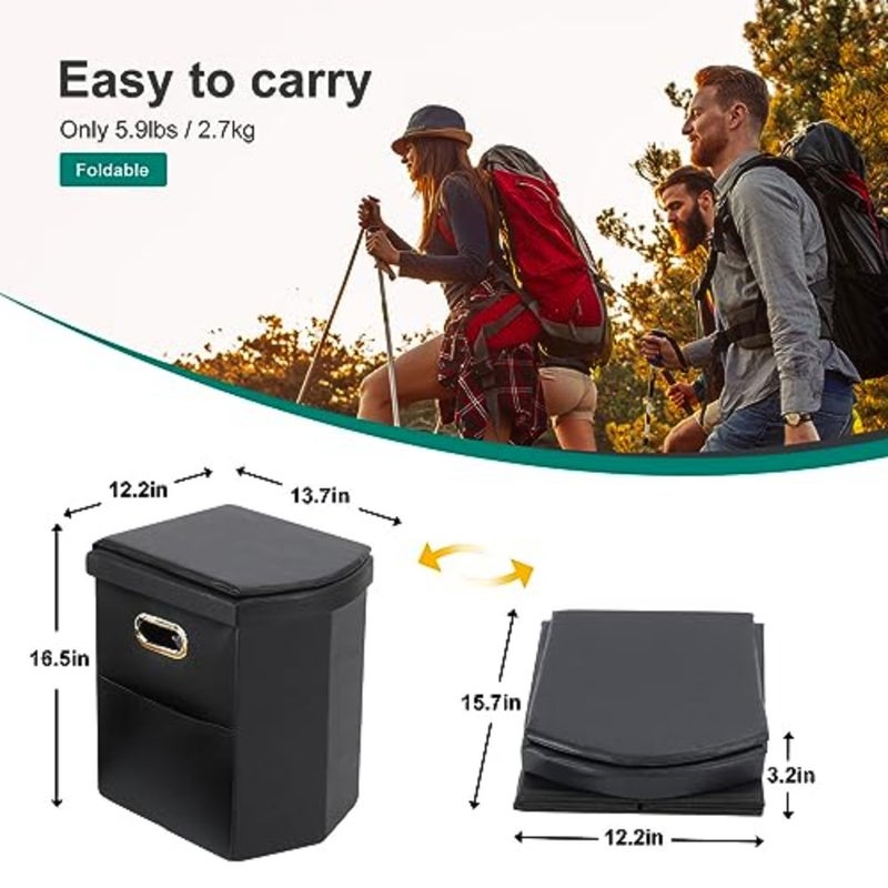 Upgrade XL Portable Toilet for Adults, Extra Large Portable Travel Floding Toilet, Camping Tall Toilets with Lid for Adults and Compact Potty for Car, Hiking, Beach and Camping - Image 3