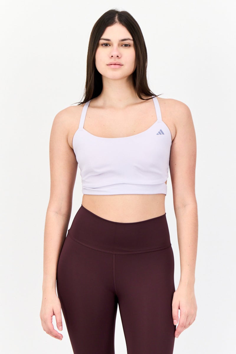 Adidas Women Lightly Padded Solid Training Sport Bra, Lilac  - Image 1