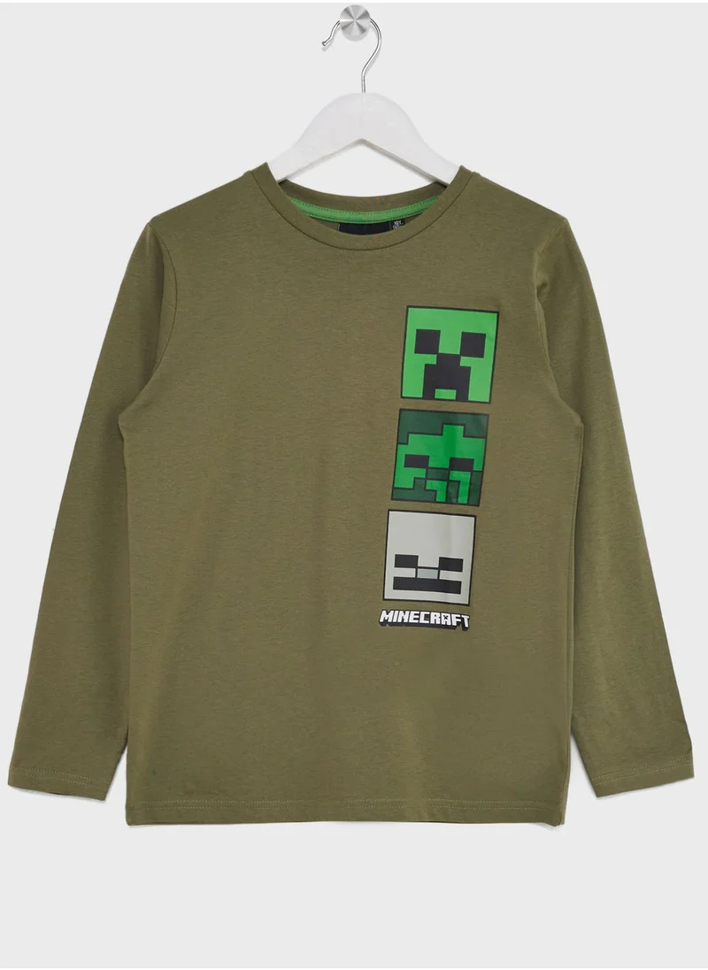 ماين كرافت Minecraft Boys Printed Long Sleeve T-Shirt