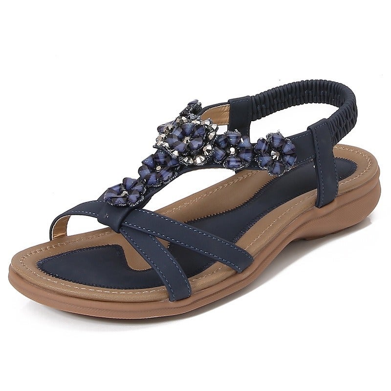 2025 Ielun''s New Bohemian Sandals for Women Summer Rhinestone Evening Breeze Flats Bottom Round Toe Flip-Flops Open Toe Cool - Image 5