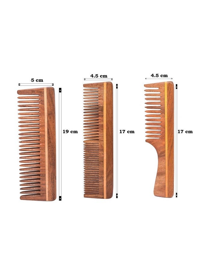 Rufiys Pure Neem Wooden Comb Wide Tooth for Hair Growth,Anti-Dandruff Comb For Women And Men(Combo Pack of 3) - Image 5
