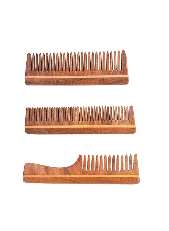 Rufiys Pure Neem Wooden Comb Wide Tooth for Hair Growth,Anti-Dandruff Comb For Women And Men(Combo Pack of 3) - Image 4