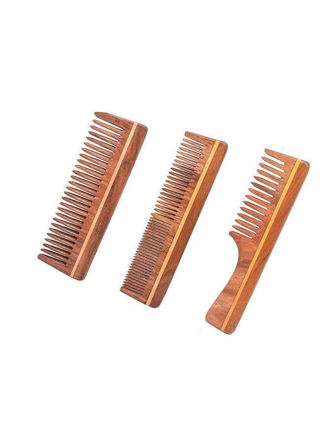 Rufiys Pure Neem Wooden Comb Wide Tooth for Hair Growth,Anti-Dandruff Comb For Women And Men(Combo Pack of 3) - Image 3