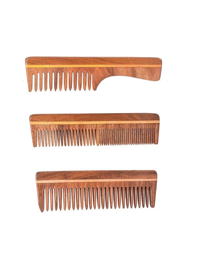 Rufiys Pure Neem Wooden Comb Wide Tooth for Hair Growth,Anti-Dandruff Comb For Women And Men(Combo Pack of 3) - Image 2