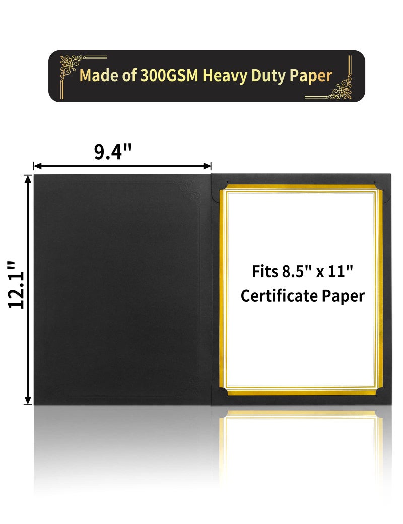 GNL 50 Packs Black Certificate Holders - Diploma Holders, Certificate Covers with Gold Foil Border, for Letter Size 8.5 x 11 Award Certificate Paper and Documents - Image 3