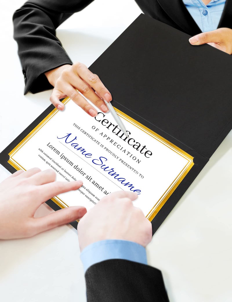 GNL 50 Packs Black Certificate Holders - Diploma Holders, Certificate Covers with Gold Foil Border, for Letter Size 8.5 x 11 Award Certificate Paper and Documents - Image 5