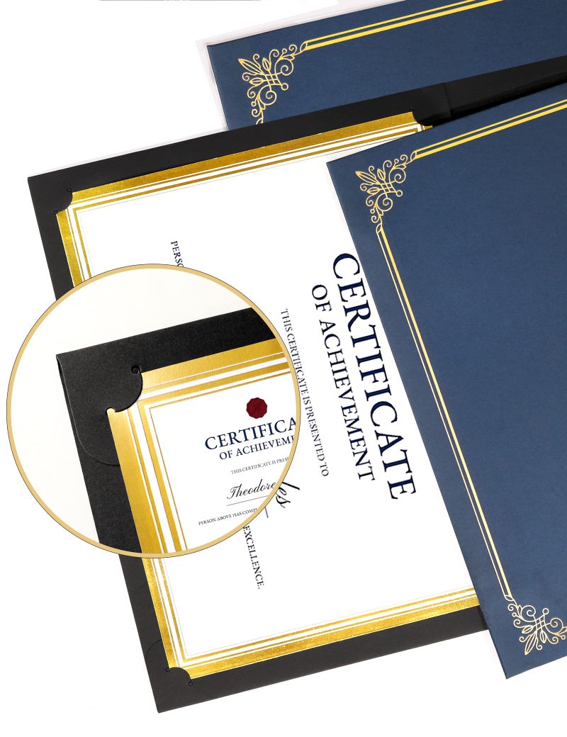 GNL 50 Packs Black Certificate Holders - Diploma Holders, Certificate Covers with Gold Foil Border, for Letter Size 8.5 x 11 Award Certificate Paper and Documents - Image 4