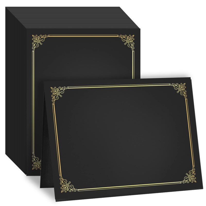 GNL 50 Packs Black Certificate Holders - Diploma Holders, Certificate Covers with Gold Foil Border, for Letter Size 8.5 x 11 Award Certificate Paper and Documents - Image 1