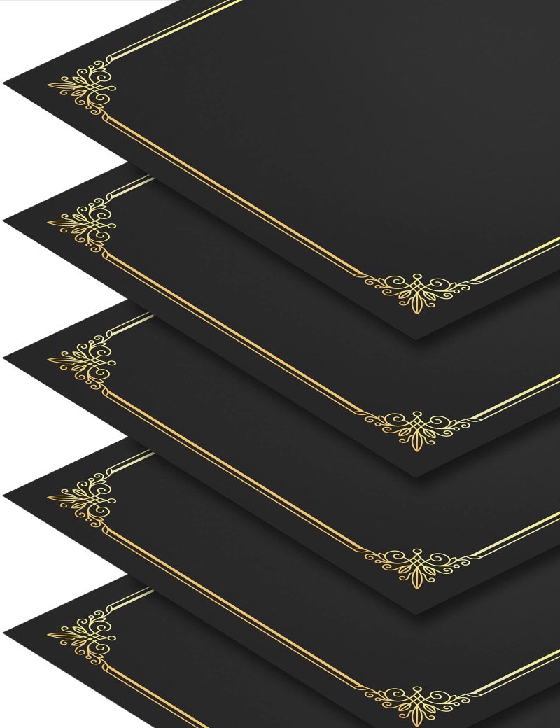 GNL 50 Packs Black Certificate Holders - Diploma Holders, Certificate Covers with Gold Foil Border, for Letter Size 8.5 x 11 Award Certificate Paper and Documents - Image 2