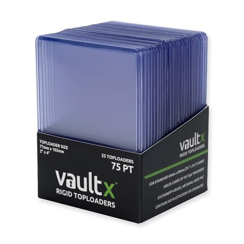 Vault X Toploaders 75pt Trading Cards Premium Extra Thick 3 x 4 Seamless Rigid Card Holders Hard Sleeves Clear Protection for Collectible Card Games Sports TCG 25 Pack - Image 1